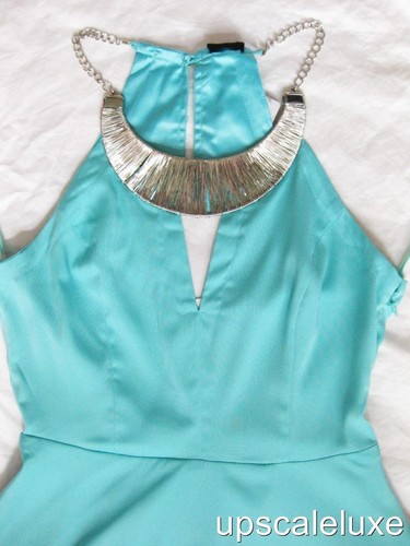 BEBE BLAU NORA GOLD HALSKETTE SCHÖSSCHEN NEU NEU MIT ETIKETT TOP XSMALL - Bild 8 von 10