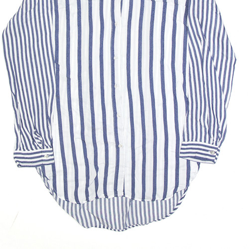 ZARA BASIC Womens Button-Up Blue Collared Striped Long Sleeve XS - Picture 5 of 6