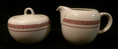 MIKASA TEMPO GLAZED STONEWARE/PORCELAIN SUGAR BOWL & CREAMER SET - STARTREK RED
