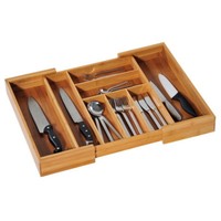 Variabler Bambus-Besteckkasten 35-58Cm Holz-Schubladeneinsatz Besteckeinsatz Neu