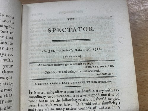 RARE 1802 "THE SPECTATOR" VOL 5 #322-394 & APPENDIX ADDISON STEELE BOOK (P3) - Picture 7 of 17