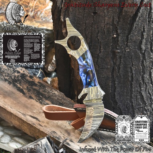 Ashen Edge Handmade Hand Forged Karambit Knife Twist Damascus Micarta Decoration
