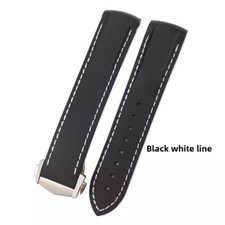 Butterfly Clasp Rubber Watch Band Strap 19 20 21mm Fits Omega New Seamaster 300
