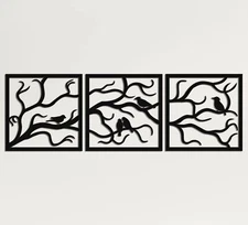 DEKADRON Metal Wall Art, Birds on Branch 3 Pieces, Metal Tree Wall Art, Tree ...