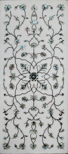48" x 24" White Marble Table Top Marquetry Pietra Dura Handmade Home Furniture - Picture 2 of 2