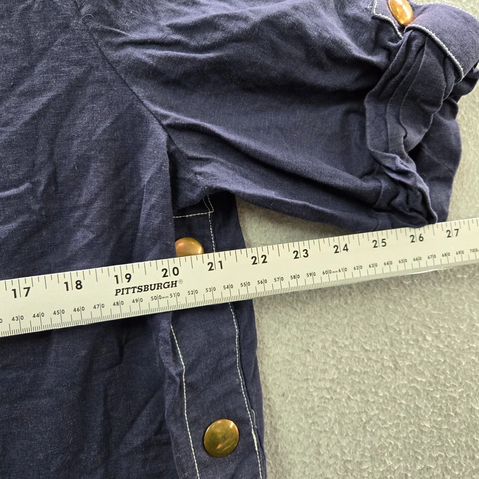 Soft Surroundings Women Top Large Blue Button Front Linen Blend Short Sleeve - Изображение 4 из 4