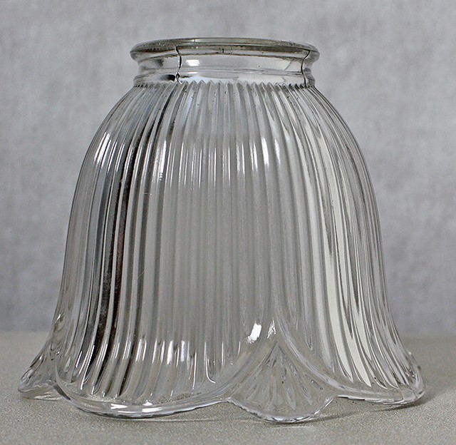 Antique Ribbed Glass Tulip Style Lamp Shade eBay