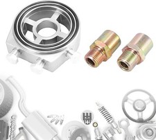 For Racing Sport Aluminum Oilgauge Filter Sandwich Adapter Plate Silver Kit