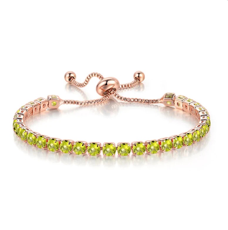 10k Rose Gold 6cttw Yellow CZ Adjustable Tennis Bracelet
