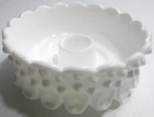 Vintage Fenton Glass Taper Candle Holder Bowl Hobnail White Milk Glass 2" T