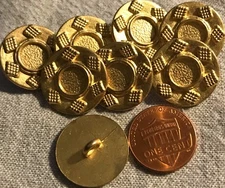 8 Brushed Gold Tone Metal Shank Buttons 13/16" 20MM Lot # 3531