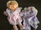 Vtg Cabbage Patch Kids Doll 1982 Short Blond Hair Blue Eyes Outfit And Diapers