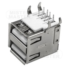 CONNETTORE USB DOPPIO 2.0 PRESA FEMMINA TIPO A 90 GRADI  8 PIN A SALDARE PCB