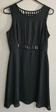 Lulu's womens Black strappy sleeveless dress Medium side zipper peekaboo front