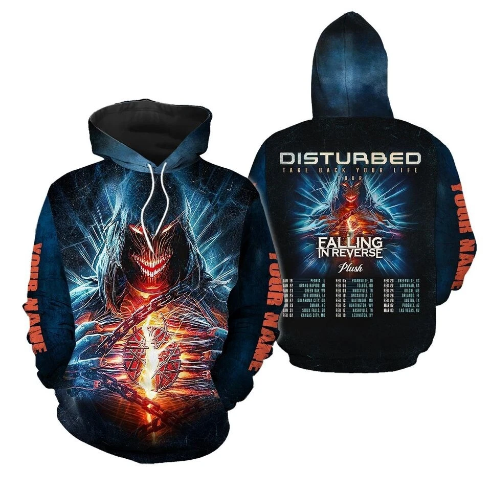 Custom Name Disturbed Falling In Reverse Plush 2024 Tour 3D Hoodie