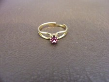 Adjustable Gold Tone Fashion Ring With Pink Stone Size 6 Plus