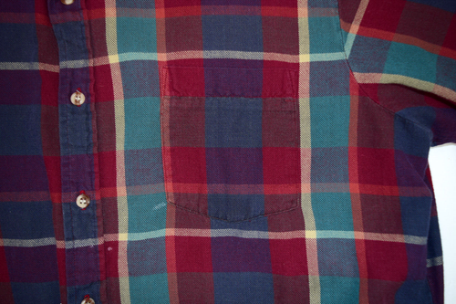 Vintage Plaid Fox Shirt JCPenney Size M/L 80s Teal Magenta LS Cobain Special - Picture 5 of 8
