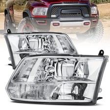 Fit 09-18 Dodge Ram 1500 2500 3500 Chrome Clear Headlights Quad Style Head Lamp Fit 09-18 Dodge Ram 1500 2500 3500 Chrome Clear Headlights Quad Style Head Lamp
