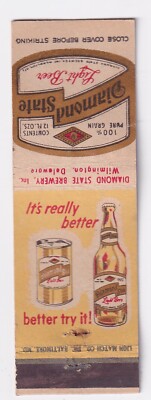 Diamond State Lite Beer Vintage Matchbook Cover