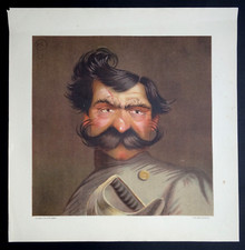 Escrime sport Lithographie original 1910 Caricature fleuret épée affiche Sagot