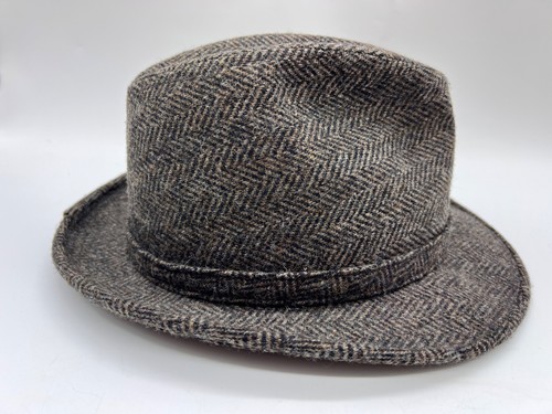 Vintage Adams Mens 7 - 7-1/2 Medium Gray 100% Wool Tweed Fedora Hat New York - Picture 4 of 8