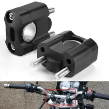 Black HandleBar Fat Bar Mount Clamps Risers Adaptor 7/8" to 1 1/8" Dirt Pit Bike