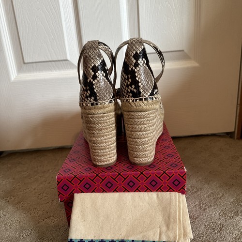 Tory Burch Selby Snakeprint Leather Espadrille Wedge Sandals. Sz 9. NIB! - Picture 10 of 15