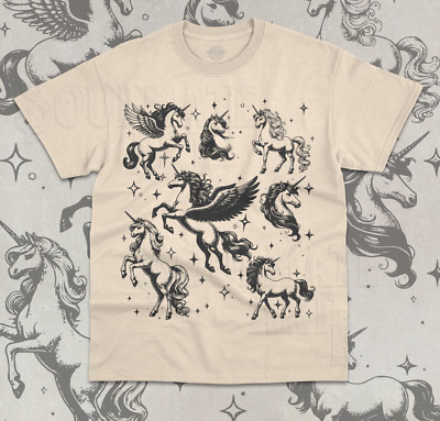 Cute Unicorn Tattoo T-Shirt Funny Meme Unicorn Mythical Creature Unisex Shirt