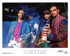 COLDPLAY X4 CHRIS MARTIN SIGNED MYLO XYLOTO 8X10 PROMO PHOTO PSA LOA AH01439