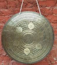20 Inches Mantra Carved Flat Gong-Temple Gong-Tibetan Healing Gong-Handmade Gong