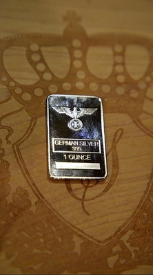 #ad 1 oz bar German Silver Bar Eagle Iron Cross $65.00