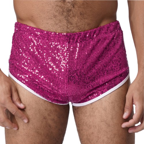 Pantaloncini corti da corsa uomo scintillanti paillettes allenamento palestra booty pantaloncini discoteca hot pant - Foto 41 di 66