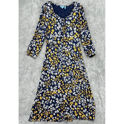 #ad Draper James Dress Ditsy Medium Midi Floral Stretch Knit Cottage Modest Blue $34.99