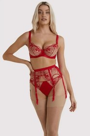 Rebel Romance DITA VON TEESE Julie's Roses Satin Bikini Panty Red