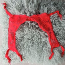 Damen Strumpfhalter aus Spitze Strapsgürtel Gr. 36 S in Rot