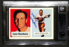 Lynn Chandnois Signed Steelers 1957 Topps Reprint Trading Card Beckett