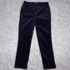 Talbots High Waist Corduroy Pants Womens Size 4 Straight Leg Navy Blue
