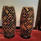 Set of 2 Mosaic Glass Table Lamps Multicolor Black Bases  Warm White Corded16x10 — photo 2