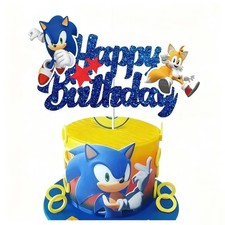 Sonic Cake Topper Birthday Party Decoration Video Game Gaming Themed Party Decor
