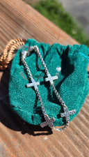 Jai John Hardy Sterling Silver 925 Station Bracelet - Cross  7-3/4"