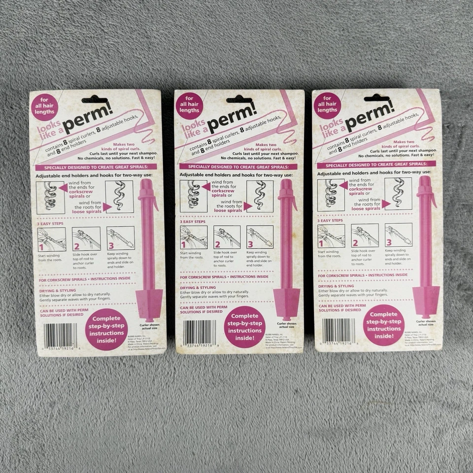 DE COLECCIÓN Lote De 3 Estilizadores Espirales Permanentes Para Un Día Mujeres Niña Rizadores de Pelo NUEVO Foto 2 de 3