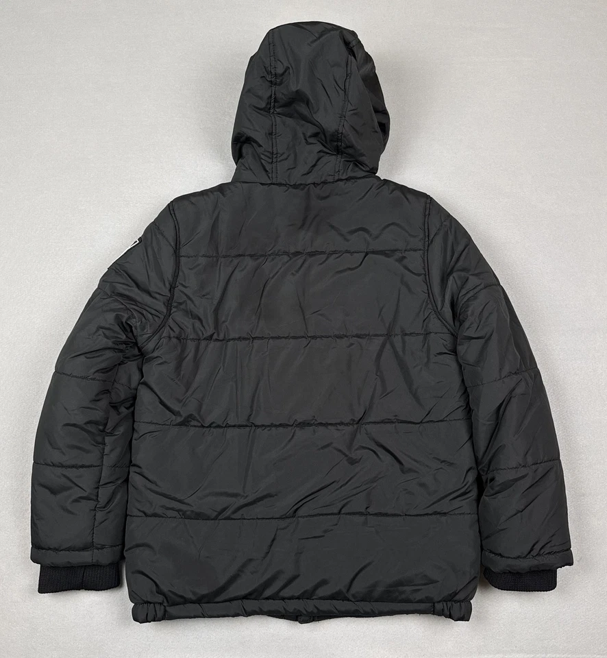 Chaqueta Timberland Juvenil Grande 14-16 Negra Naranja Con Capucha Puffer Forrada de Vellón Foto 2 de 4