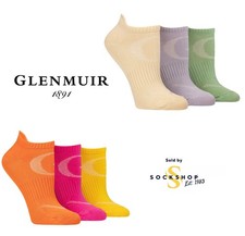 Women's Trainer Socks 3 Pair Recycled Poly Sports with Arch Support 4-8 Glenmuir