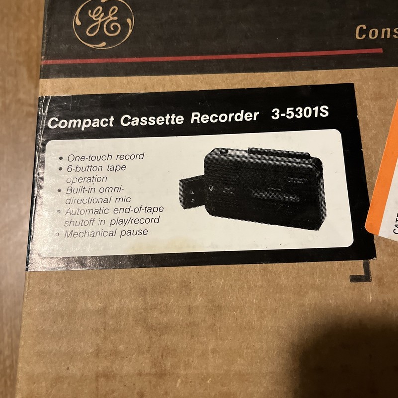 GE General Electric 3-5301S Compact Cassette Recorder New Sealed