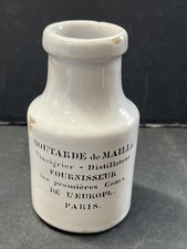 ANTIQUE FRENCH ADVERTISING MUSTARD POT MOUTARDE IRONSTONE STONEWARE BOTTLE JAR