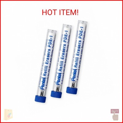 Pentel Refill Eraser for AL, AX and PD Series Pencils 5 pcs/Tube, 3 Pack