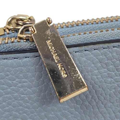 MICHAEL KORS Adele Jet Set Logo Double Zip Leather Wristlet  Wallet , Blue NICE - Picture 15 of 16