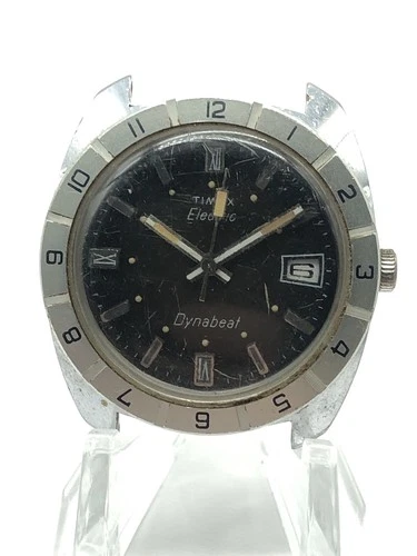 Vintage Mens Timex Electric Dynabeat Champagne Gold Dial 36mm