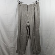 Vtg JH Collections Womens Dress Pants Houndstooth Pleated Tan 16 USA Union Made