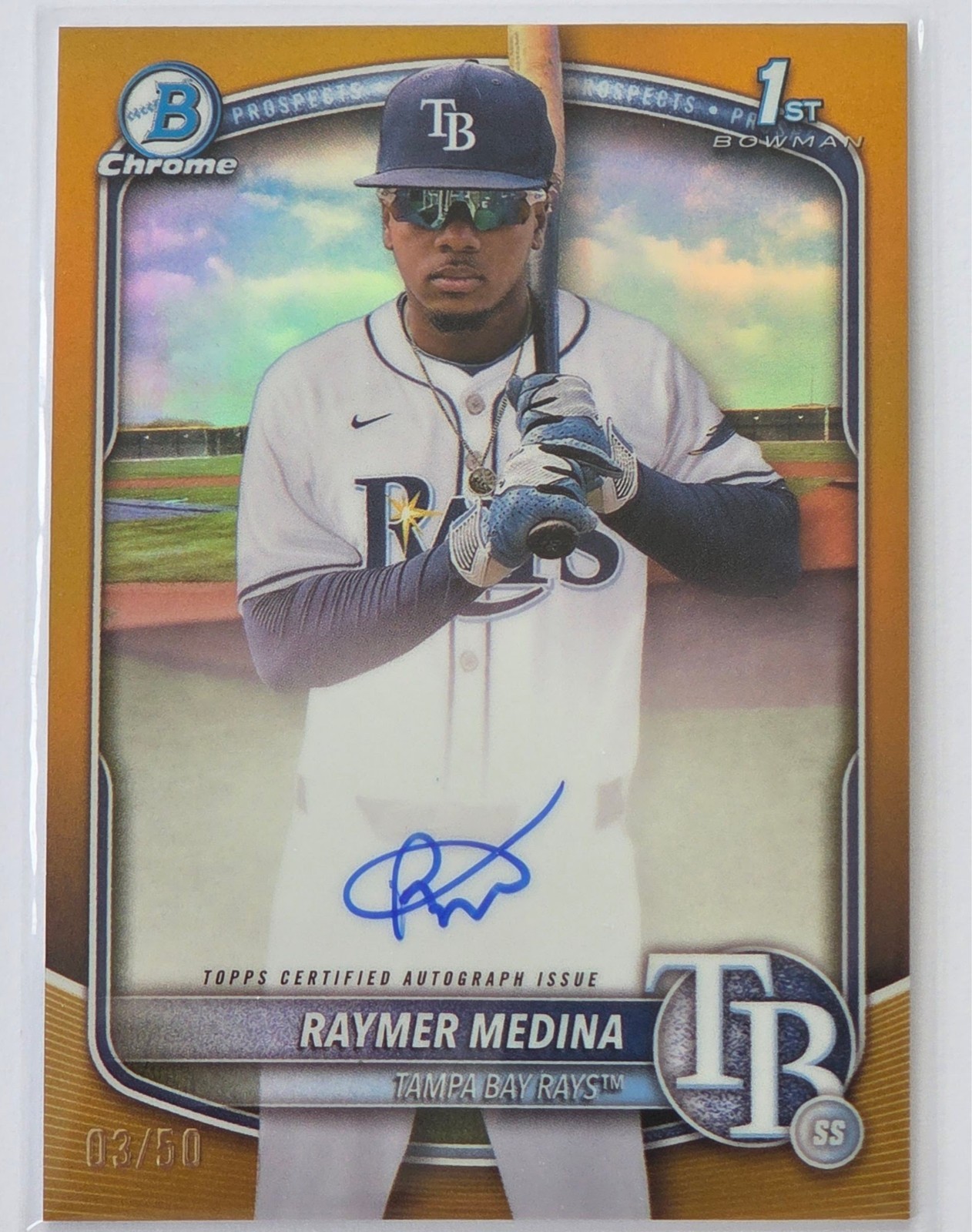 RAYMER MEDINA 2025 Bowman Chrome TRUE GOLD AUTO 1st Bowman #03/50 #CPA-RM Rays